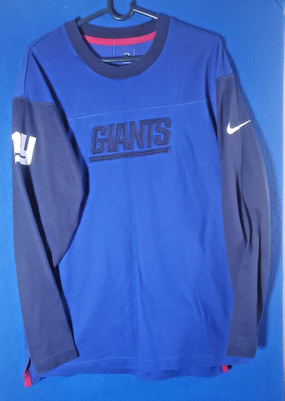 Nike New York Giants Sideline On Field Coach Long Sleeve Shirt Blue Men's XL
